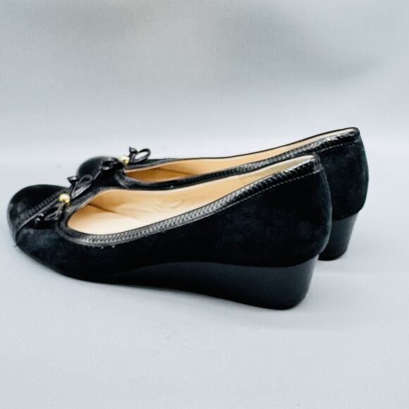 Cole Haan Shoes Womens 8 Black Suede Patent Leather Wedge Grand OS Comfort - Picture 6 of 11